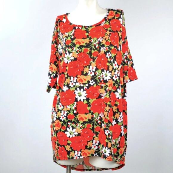 2/$30 Lularoe Small NWOT Unicorn Irma Orange Floral Print Tunic Top - Picture 1 of 8